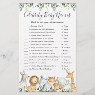 Safari Animals Baby Shower Celebrity Baby Names