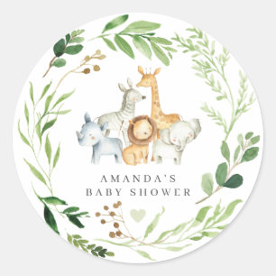 Safari Animals Baby Shower Classic Round Sticker