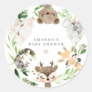 Safari Animals Baby Shower Classic Round Sticker