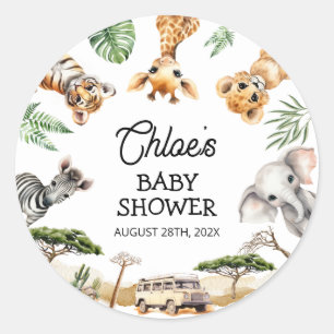 Safari Animals Baby Shower Classic Round Sticker