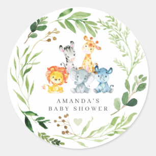 Safari Animals Baby Shower Classic Round Sticker