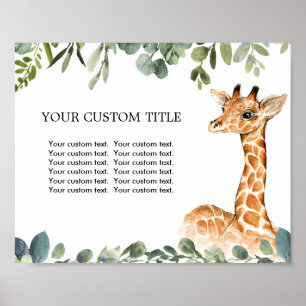 Safari animals baby shower custom sign 8"x10"