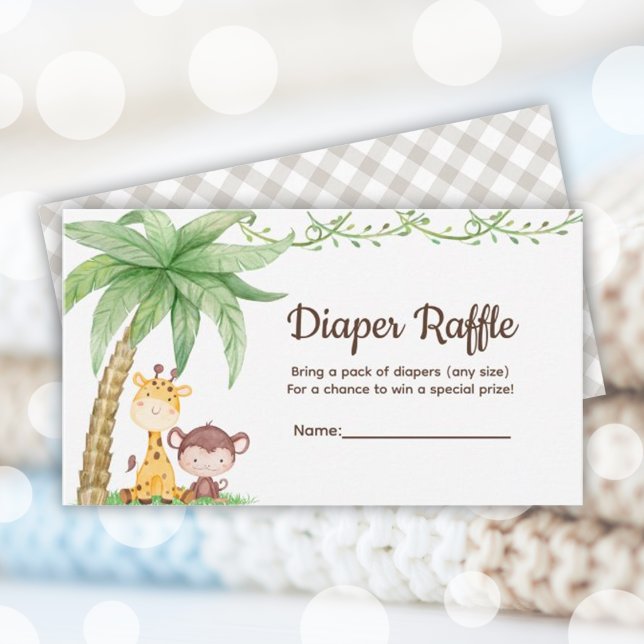 Safari Animals Baby Shower Diaper Raffle Enclosure Card (Safari Animals Baby Shower Diaper Raffle Enclosure Card)