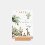 Safari Animals Baby Shower Diaper Raffle Sign<br><div class="desc">Introducing our safari animals baby shower diaper raffle sign holder – perfect for a cute, whimsical, gender-neutral celebration! It features a modern safari animal theme with adorable jungle creatures like a monkey, elephant, giraffe, lion, tiger, and zebra. With its simple natural boho-inspired watercolor landscape, this sweet scene is ideal for...</div>