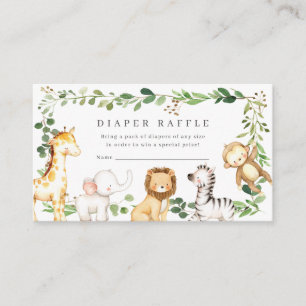Safari Animals Baby Shower Diaper Raffle Ticket Enclosure Card