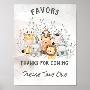 Safari Animals Baby Shower Favour Poster