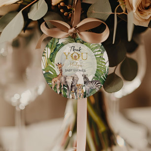 Safari Animals Baby Shower Favour Tags Green Gold
