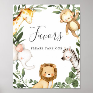 Safari Animals Baby Shower Favours Sign