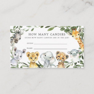 Safari Animals Baby Shower Guess How Many Candies Enclosure Card