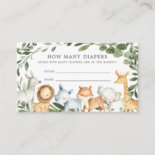 Safari Animals Baby Shower Guess How Many Diapers Enclosure Card