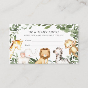 Safari Animals Baby Shower Guess How Many Socks Enclosure Card
