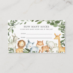 Safari Animals Baby Shower Guess How Many Socks Enclosure Card