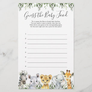 Safari Animals Baby Shower Guess The Baby Food