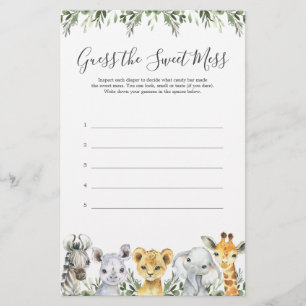 Safari Animals Baby Shower Guess The Sweet Mess