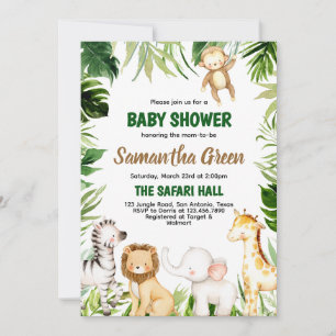 Safari Animals Baby Shower Invitation
