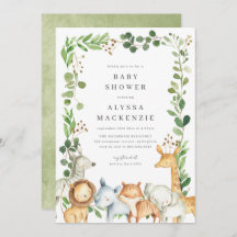 Safari Animals Baby Shower Invitation