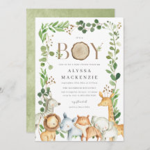 Safari Animals Baby Shower Invitation