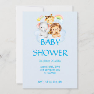SAFARI ANIMALS BABY SHOWER INVITATION