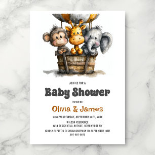 Safari Animals Baby Shower Invitation