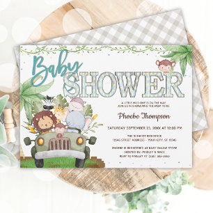Safari Animals Baby Shower Invitation