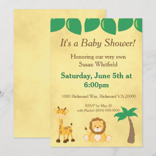 Safari Animals Baby Shower Invitation