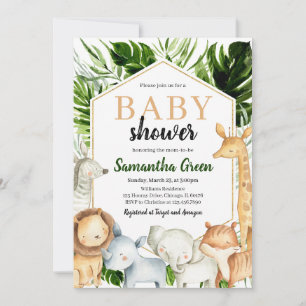 Safari Animals Baby Shower Invitation