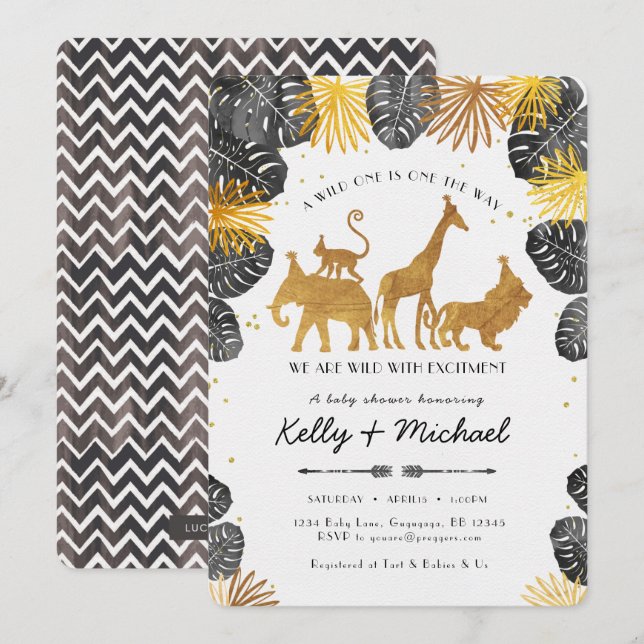 Safari Animals Baby Shower Invitation (Front/Back)