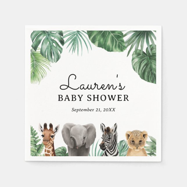 Safari Animals Baby Shower Napkin (Front)