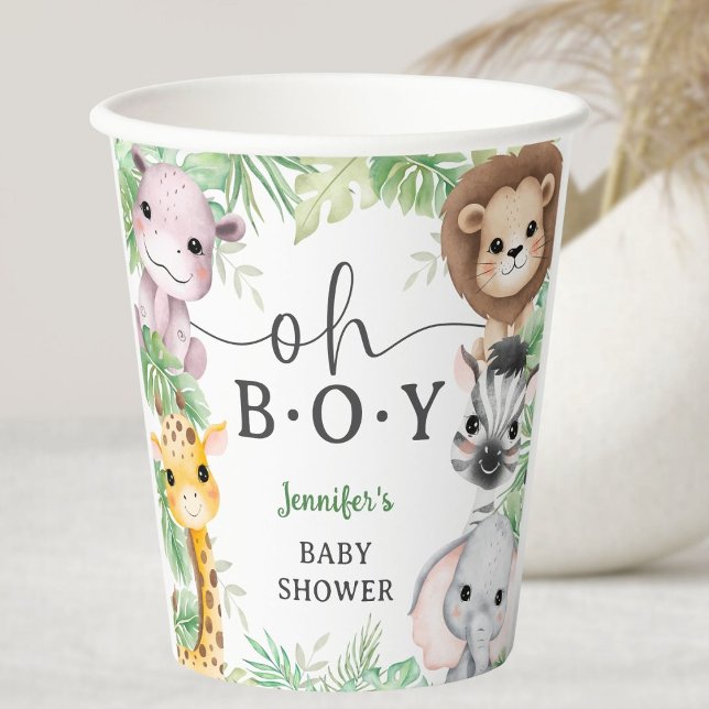 Safari Animals Baby Shower Oh Boy Jungle Paper Cups (Creator Uploaded)