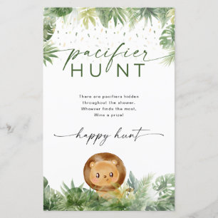 Safari Animals Baby Shower Pacifier Hunt Game