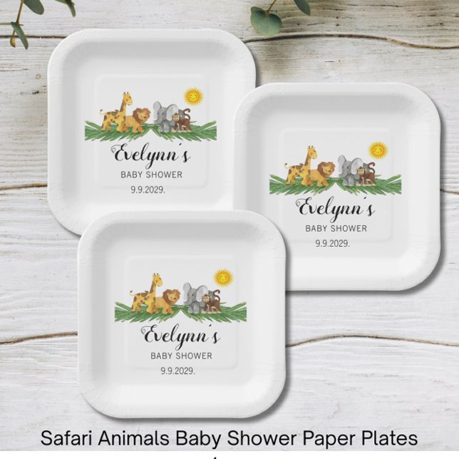 Safari Animals Baby Shower  Paper Plate (Creator Uploaded)