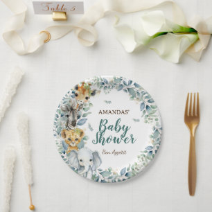 Safari Animals Baby Shower Paper Plate