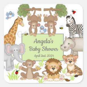Safari Animals Baby Shower Party  Square Sticker