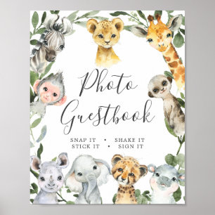 Safari Animals Baby Shower Photo Guestbook Sign