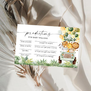 Safari Animals Baby Shower Predictions Card
