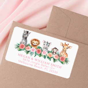 Safari Animals Baby Shower Return Address Label