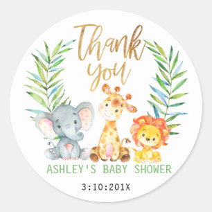 Safari Animals Baby Shower Sticker