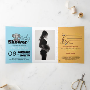 Safari Animals, Baby Shower Suite Tri-Fold Invitation
