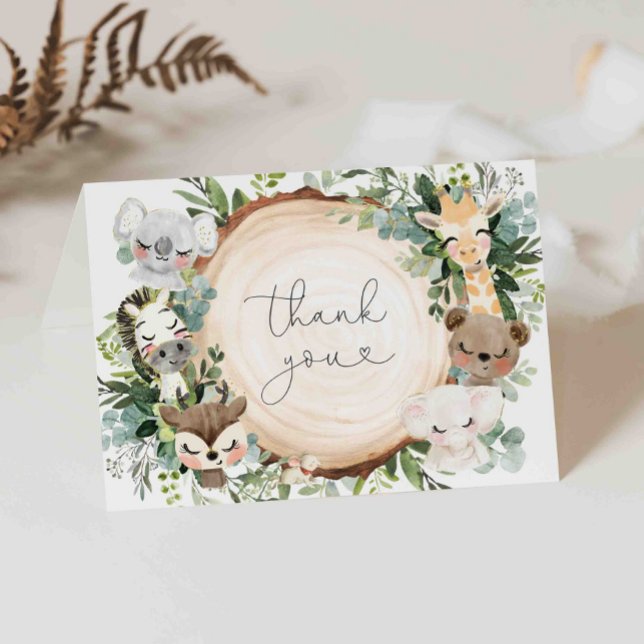 Safari Animals Baby Shower Thank You Card (Creator Uploaded)