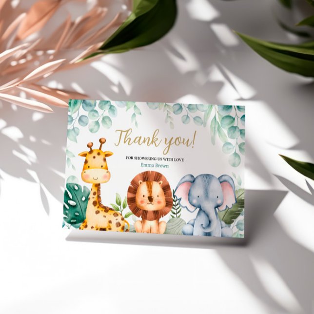 Safari Animals Baby Shower Thank You Card (Creator Uploaded)
