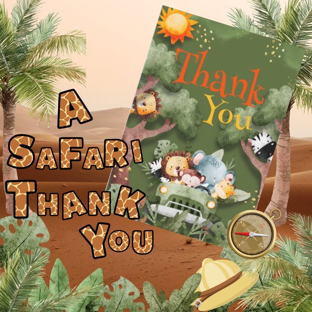 Safari Animals  Baby Shower Thank You Card (Creator Uploaded)