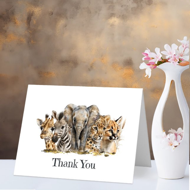 Safari Animals Baby Shower Thank You Card (Creator Uploaded)
