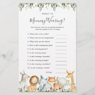 Safari Animals Baby Shower What is Mummy Wearing