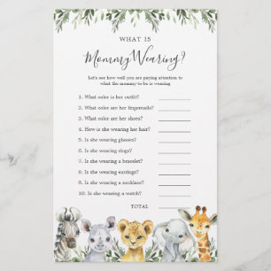 Safari Animals Baby Shower What is Mummy Wearing