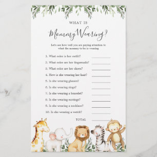 Safari Animals Baby Shower What is Mummy Wearing