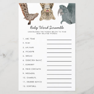 Safari Animals Baby Word Scramble Game
