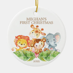Safari Animals Baby's First Christmas Ornament