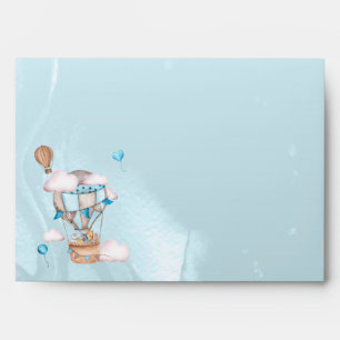 Safari Animals Balloons Blue Boy Baby Shower Envelope