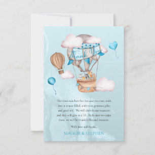 Safari Animals Balloons Boy Baby Shower Thank You Card