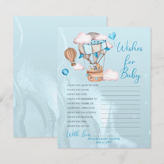 Safari Animals Balloons Wishes for Baby Game  (Front/Back)